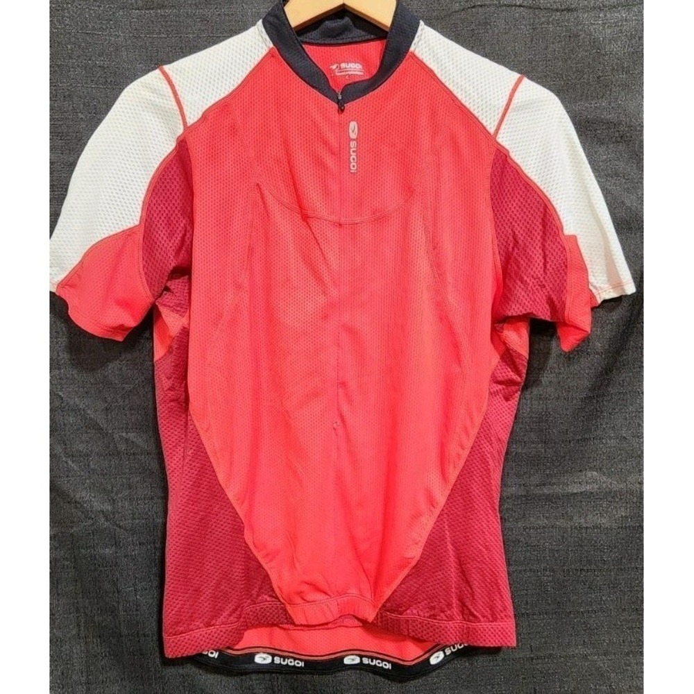 Sugoi Bicycle‎ Jersey Red With Black Trim Cycling Top Pockets Sz Large New